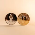 Ethereum and Bitcoin coins symbolizing leading cryptocurrencies for long-term investment.