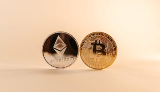 Ethereum and Bitcoin coins symbolizing leading cryptocurrencies for long-term investment.